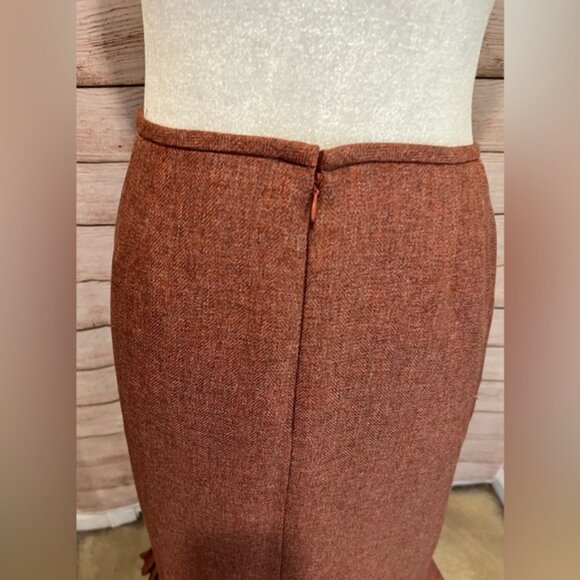 Le Suit size 16 rust tweed pleated around hemline skirt suit Fall - Picture 9 of 13